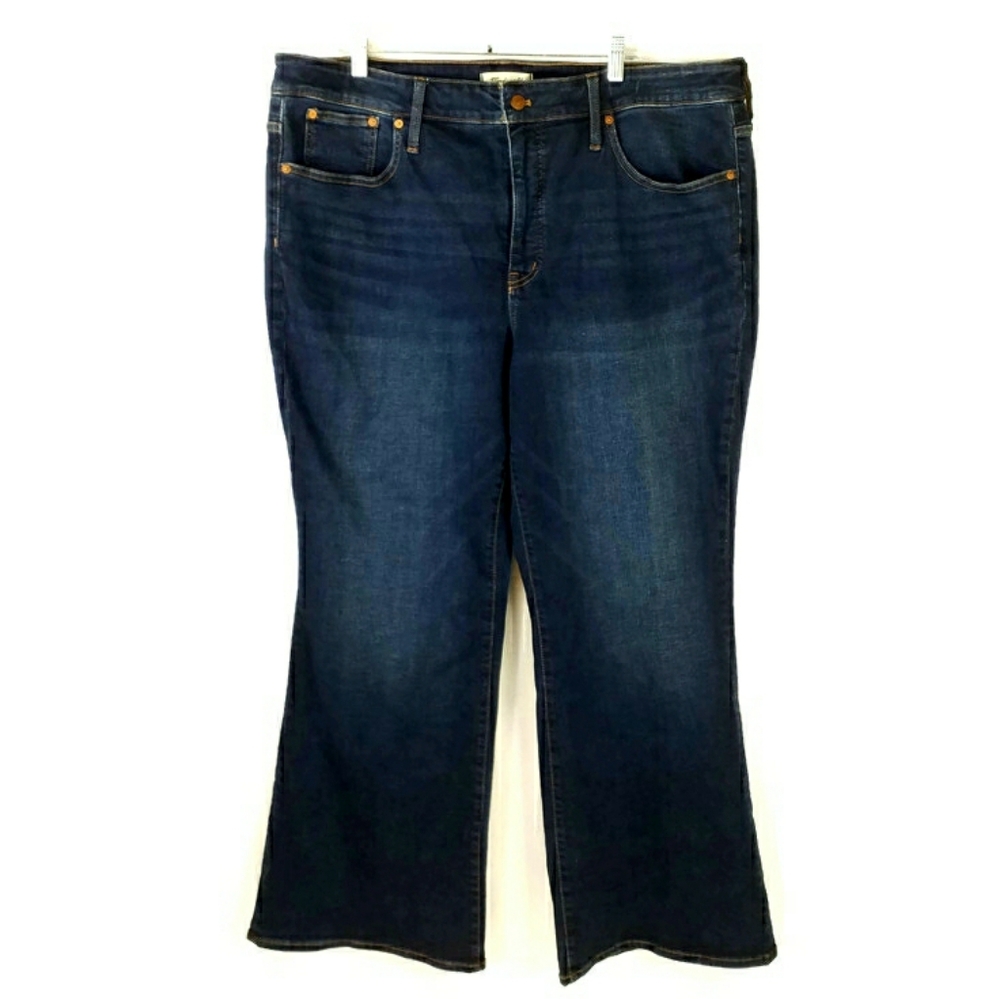 Madewell NG815 Colleton Dark Indigo Skinny Flare Denim Jeans Womens Plus 24W NWT